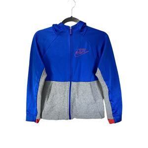 Nike Jacket Youth Large Blue Gray Hoodie Jacket Sweatshirt Thumbholes Kids Boys